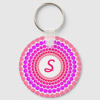 Pink Dots Monogram Key Ring