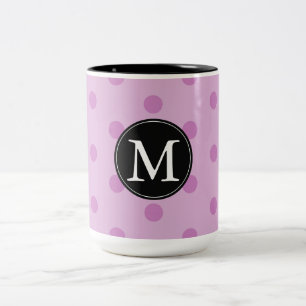 Pink Dots Monogram Two-Tone Coffee Mug