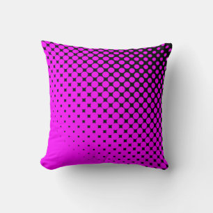 Pink Dots on Black Throw PIllow