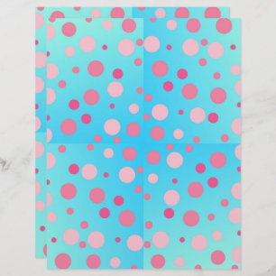 Pink Dots on Blue Recycled Scrapbooking Paper 