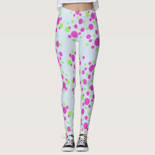 Pink Dots on Light Blue - Leggings