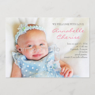 Pink Dots Photo Birth Announcement