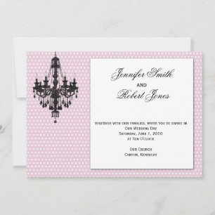 Pink Dots with Black Chandelier Wedding Invitation
