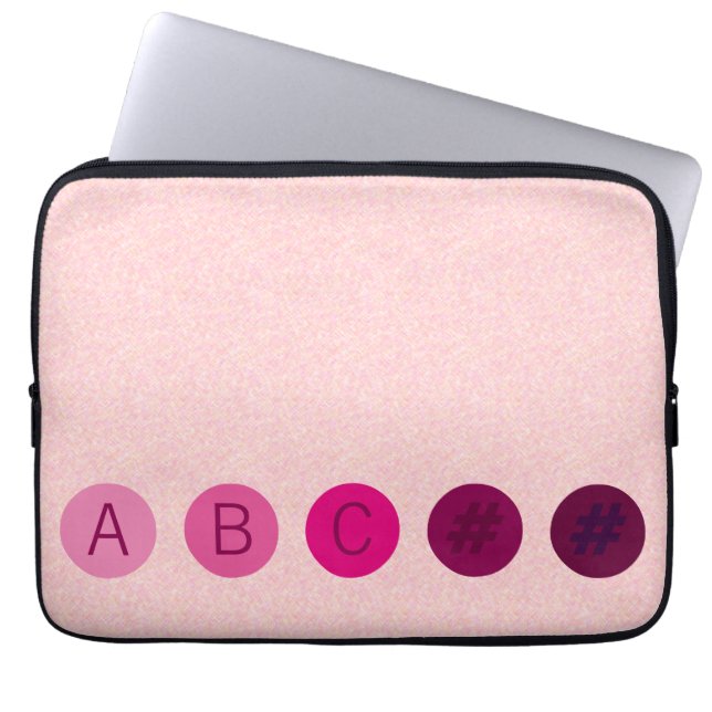 Pink Dots with Custom Initials Laptop Sleeve (Front)