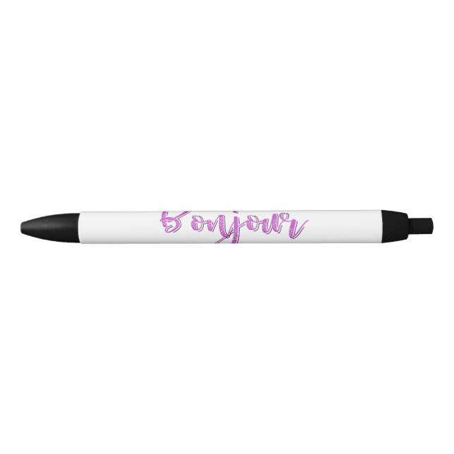 Pink Dotted Bonjour Black Ink Pen (Front)