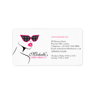 Pink dotted sunglasses hair and beauty branding label