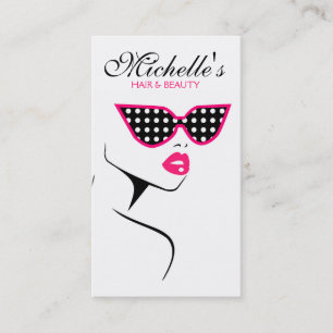 Pink dotted sunglasses hair and beauty make up business card