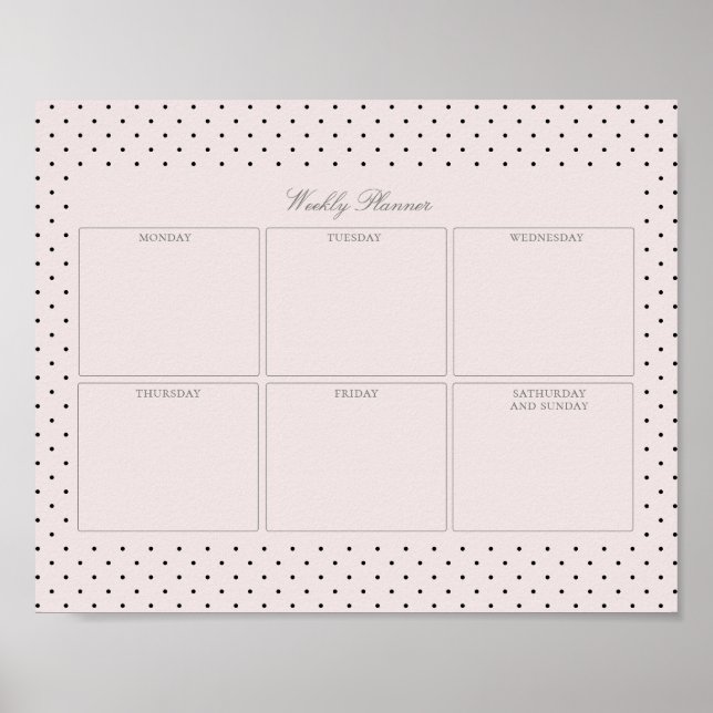 Pink dotted weekly planner printable poster (Front)