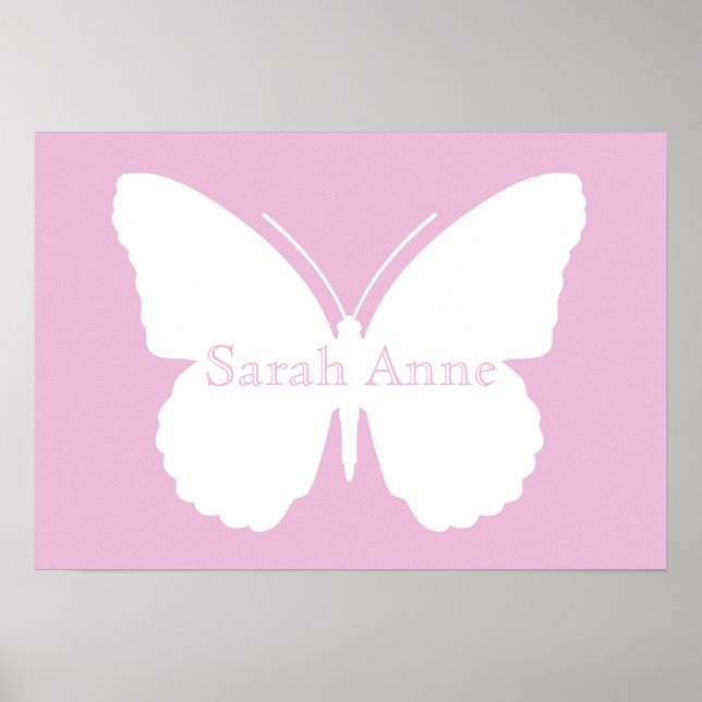 Pink Dotty Butterfly Poster (Front)