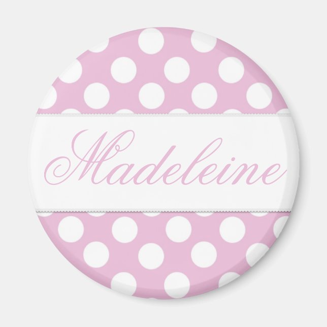 Pink Dotty Round Magnet (Front)