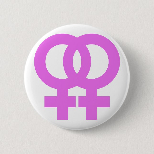 Pink Double Female Symbol 6 Cm Round Badge (Front)
