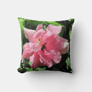 Pink Double Hibiscus Pillow