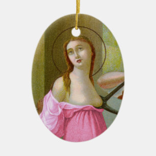 Pink Double Image St. Agatha  (M 003) Ceramic Tree Decoration
