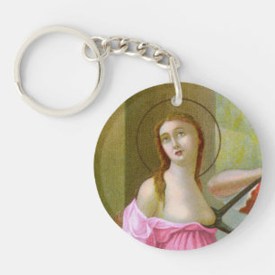 Pink Double Image St. Agatha (M 003) Key Ring