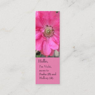 Pink double poppy mum bookmark mini business card