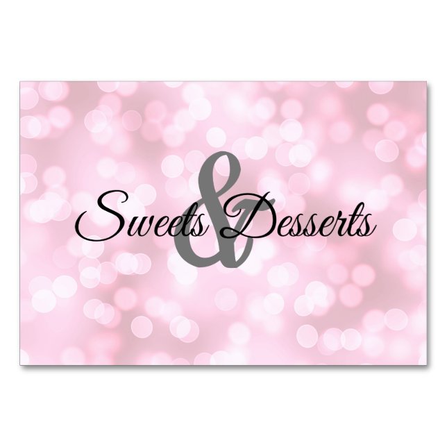Pink double sided Sweets Wedding Table Sign Number (Front)