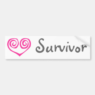 Pink Double Spiral Heart Breast Cancer Survivor Bumper Sticker