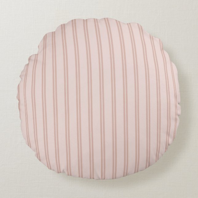 Pink Double Stripes Round Cushion (Front)