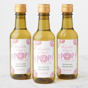 Pink Doughnut Baby Pop it When She Pops Wine Label