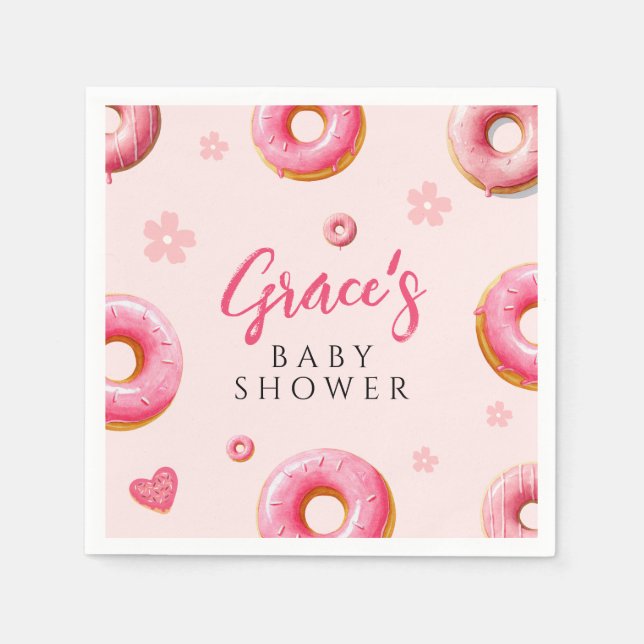 Pink Doughnut Baby Shower Paper Napkins (Front)