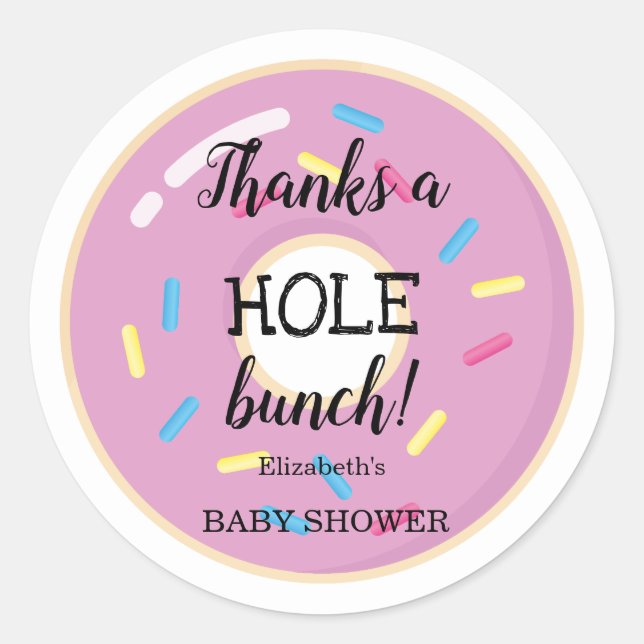 Pink Doughnut | Baby Shower Thank You Classic Round Sticker (Front)