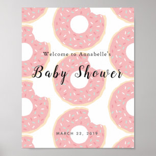 Pink Doughnut Baby Shower Welcome Sign
