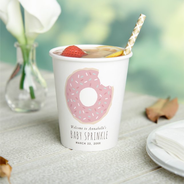 Pink Doughnut Baby Sprinkle Paper Cups (Insitu)