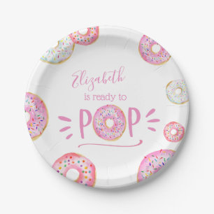 Pink Doughnut Baby Sprinkle Paper Plate