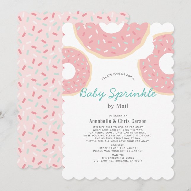 Pink Doughnut Baby Sprinkle Shower by Mail Invitation (Front/Back)