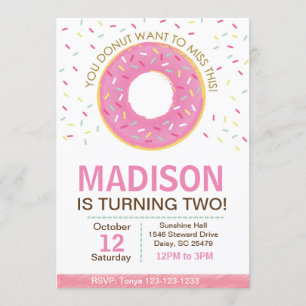 Pink Doughnut Birthday Invitation