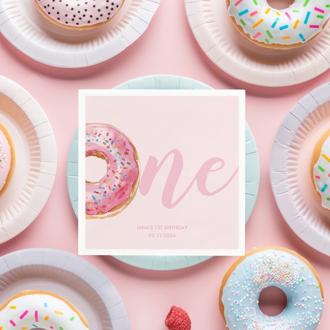  Pink Doughnut Birthday Napkin (Creator Uploaded)