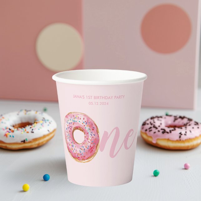  Pink Doughnut Birthday Paper Cups (Creator Uploaded)