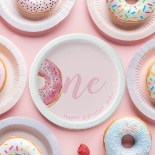  Pink Doughnut Birthday Paper Plate