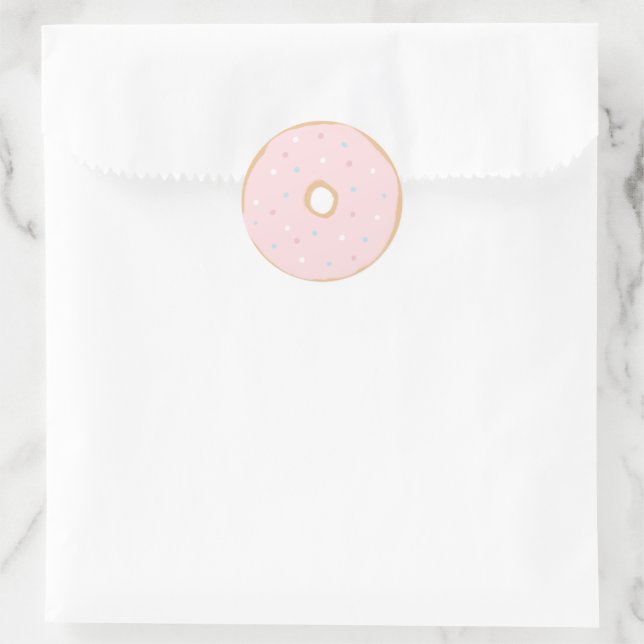 Pink Doughnut Birthday Party Classic Round Sticker (Bag)