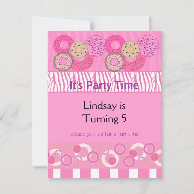 Pink Doughnut Birthday Party Invitation (Front)