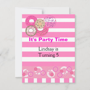 Pink Doughnut Birthday Party Invitation