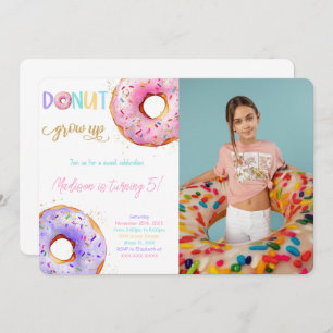 Pink Doughnut Birthday Party Photo Invitation