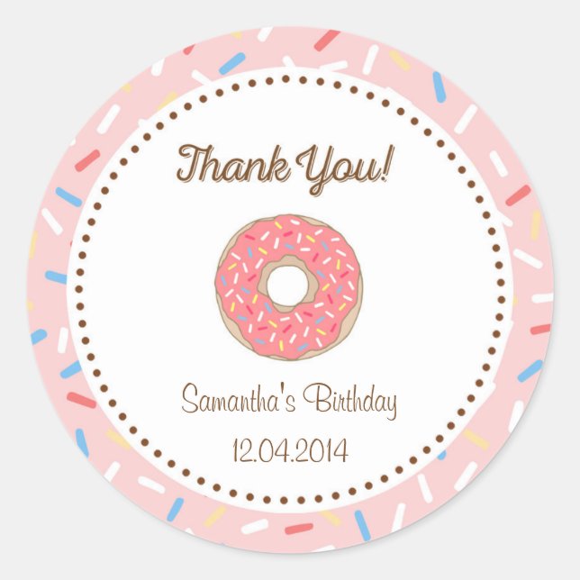 Pink Doughnut Birthday Sticker (Front)