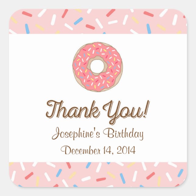 Pink Doughnut Birthday Stickers (Front)