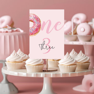 Pink Doughnut Birthday Table Number