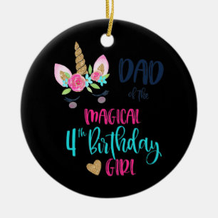 Pink Doughnut Dad Of The Birthday Girl Bday Party Ceramic Tree Decoration