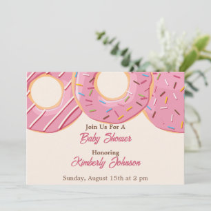 Pink Doughnut Delight Baby Shower Invitation