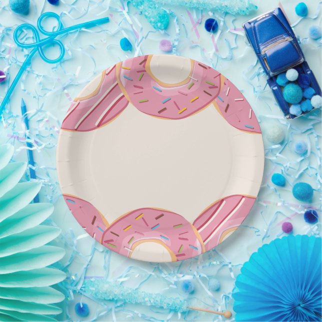 Pink Doughnut Delight  Paper Plate (Party)