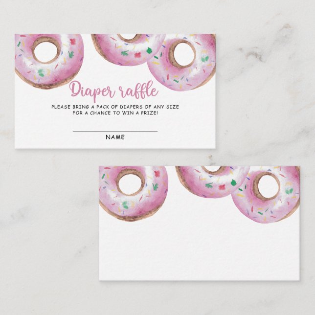 Pink Doughnut diaper raffle game baby shower Enclosure Card (Front/Back)