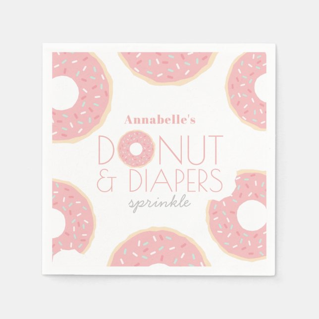 Pink Doughnut & Diapers Baby Sprinkle Girl Napkin (Front)