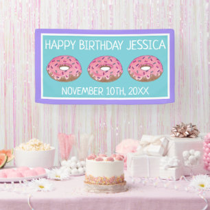 Pink Doughnut Doughnut Birthday Party Breakfast Banner