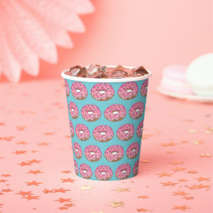 Pink Doughnut Doughnut Birthday Party Breakfast Paper Cups