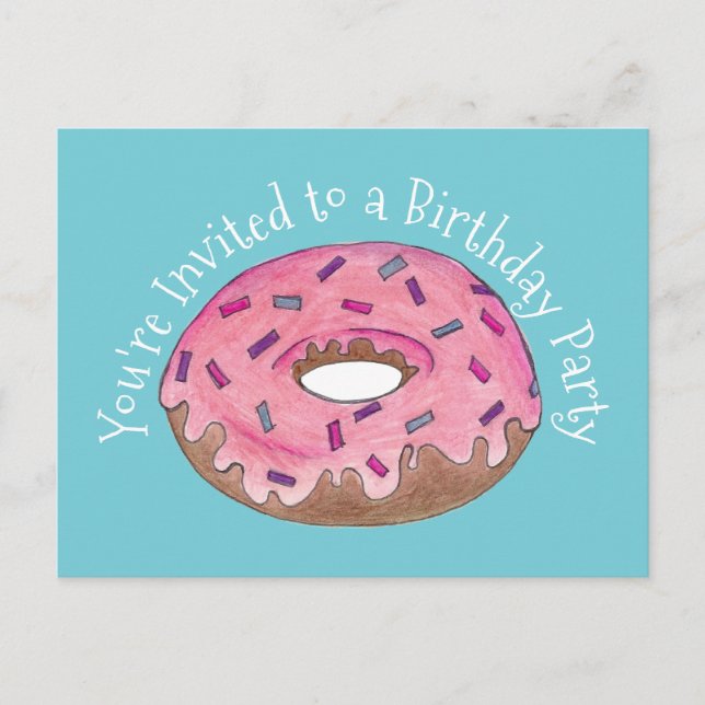 Pink Doughnut Doughnut Birthday Party Invitation (Front)