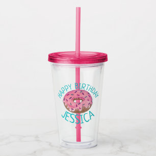 Pink Doughnut Doughnut Sprinkles Frosting Foodie Acrylic Tumbler