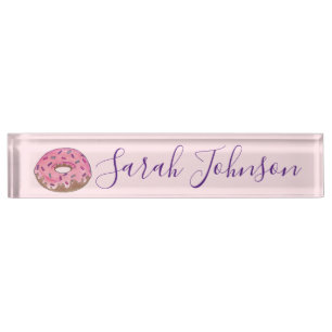 Pink Doughnut Doughnut Sprinkles Frosting Foodie Nameplate